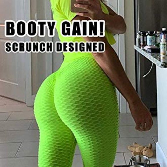 Lime Green High Waist Leggings for Women - Picture 3 of 8